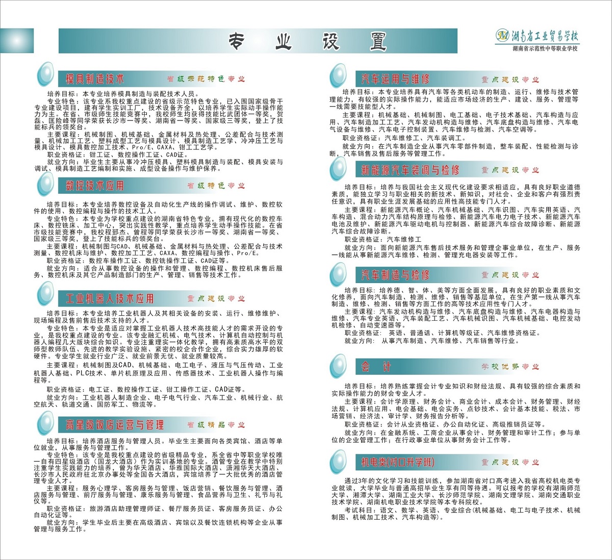  湖南省工業貿易學校2019年招生簡章 