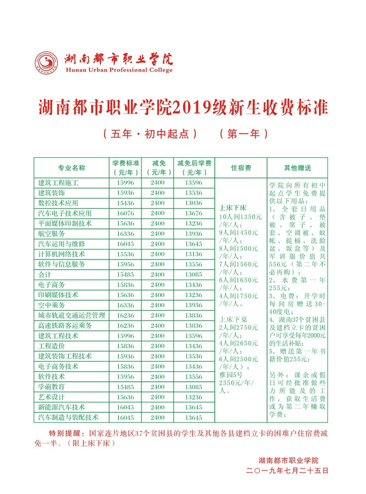 湖南都市職業學院2019年招生簡章