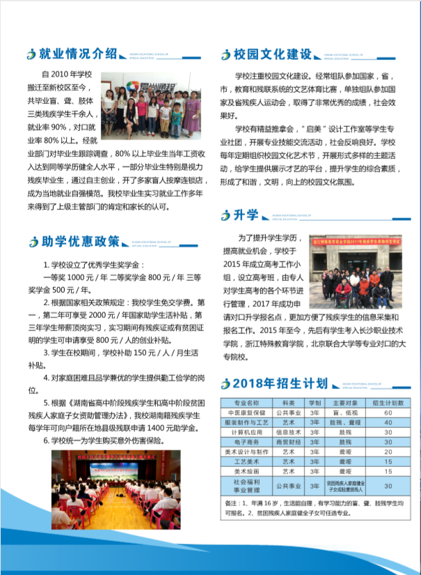  湖南省特教中等專業學校2018年招生簡章 