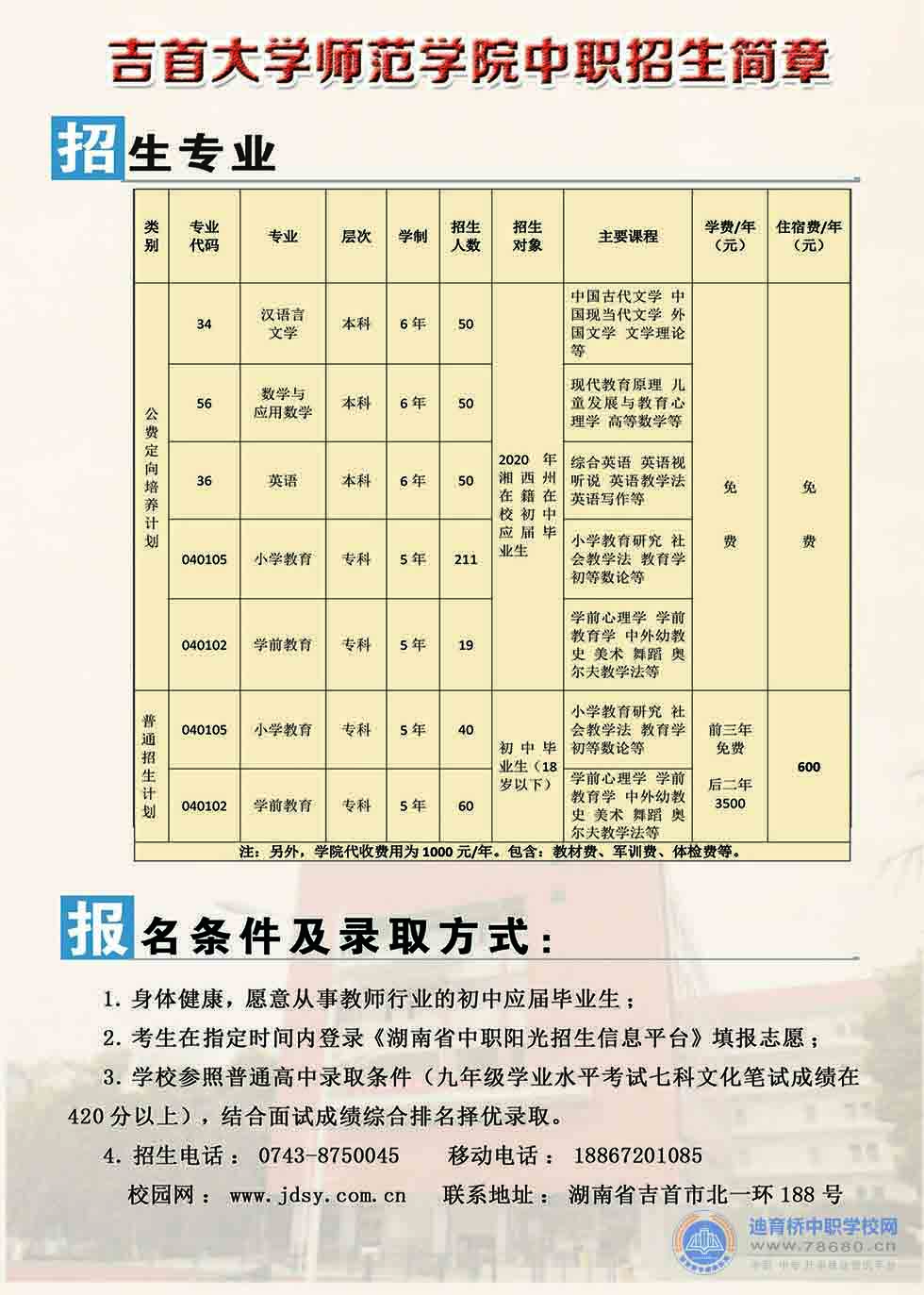 吉首大學師范學院中職部2020年招生簡章