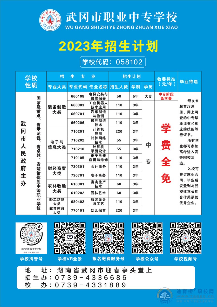 武岡市職業中專學校2023年招生簡章