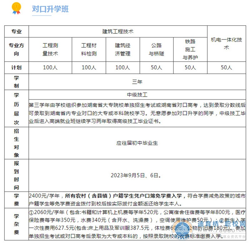 湘潭鐵路工程學校2023年招生簡章